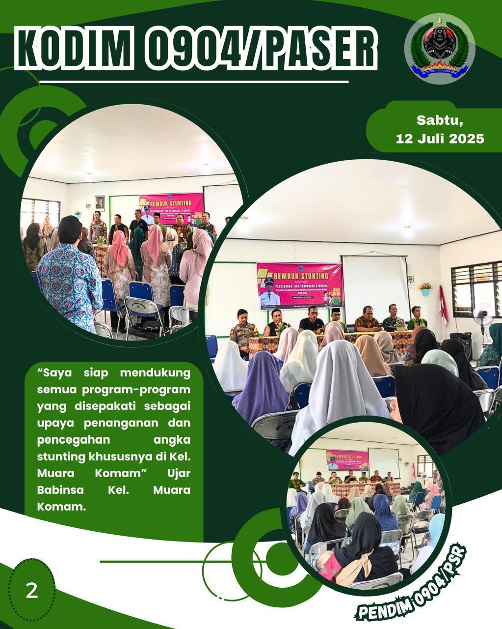 Kodim 0904/Psr Terus Dukung Penurunan Angka Stunting