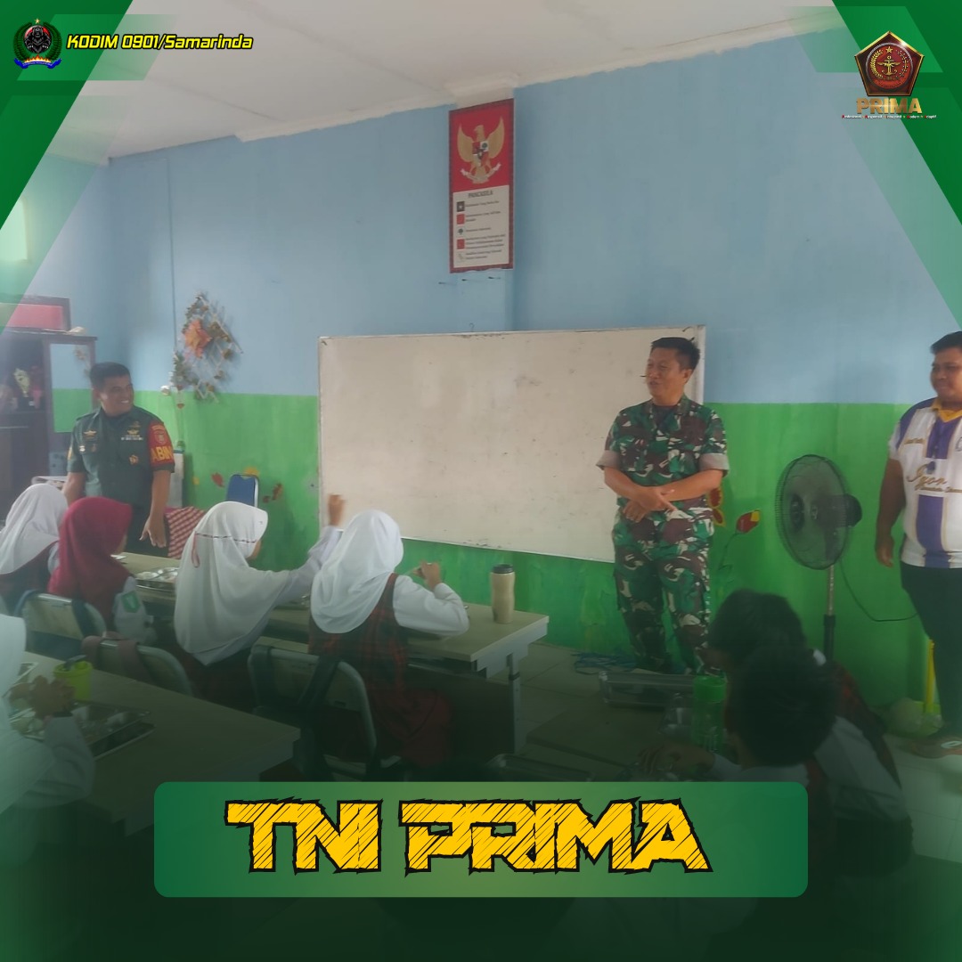 Danramil Bersama Anggota Koramil 0901-03/Samarinda Seberang Dampingi Pembagian Makan Bergizi Gratis