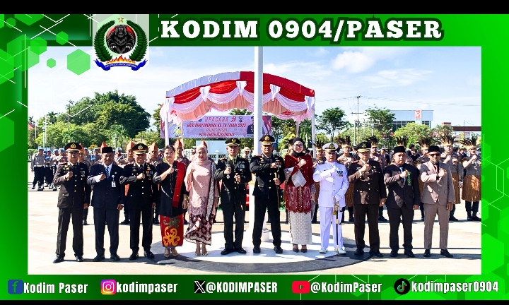 Personel Kodim 0904/Paser Ikuti Upacara Peringatan HUT Bhayangkara Ke 79