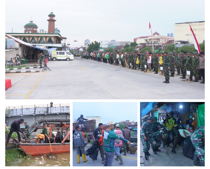 HUT Kodam VI/Mulawarman ke 67, Kodim 0901/Samarinda Gelar Karya Bakti Pembersihan Sungai Karang Mumu