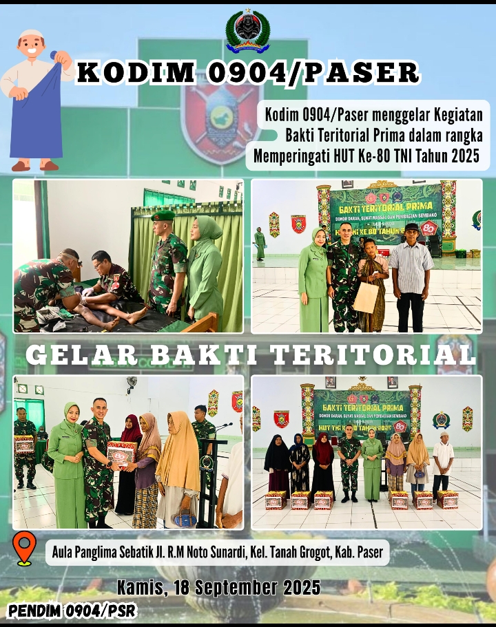 Kodim 0904/Psr, Korem 091/ASN, Gelar Bakti Teritorial Prima