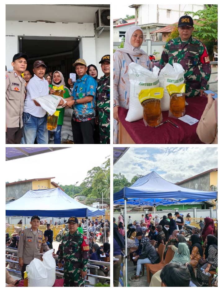 Babinsa Koramil 0901-02/Sungai Pinang Laksanakan Pendampingan dan Monitoring Pendistribusian Beras C