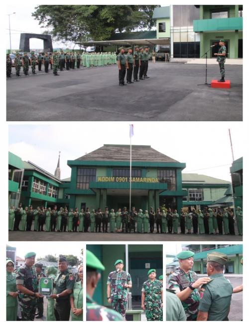 Dandim 0901/Samarinda Pimpin Korps Raport Kenaikan Pangkat dan Purna Bhakti Prajurit
