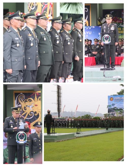 Kasdim 0901/Samarinda Dan Anggota Kodim 0901/Samarinda Melaksanakan  Upacara HUT TNI ke-80 di Korem 