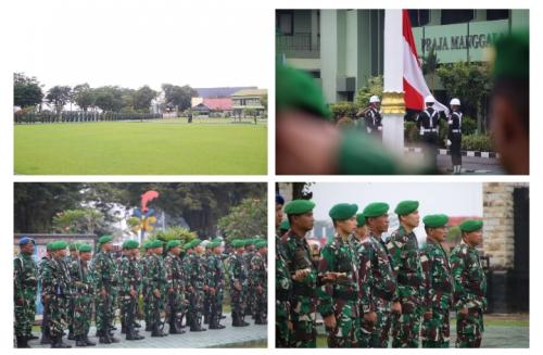 Kodim 0901/Samarinda mengikuti Upacara Bendera 17-An Oktober di Makorem 091/ASN