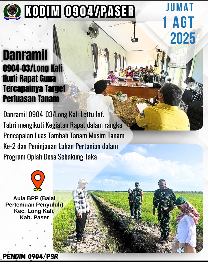 Danramil 0904-03/Long Kali Ikuti Rapat Guna Tercapainya Target Perluasan Tanam