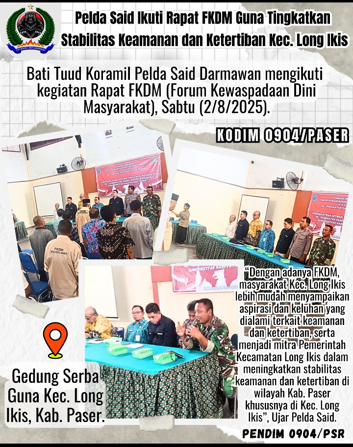 Pelda Said Ikuti Rapat FKDM Guna Tingkatkan Stabilitas Keamanan dan Ketertiban Kec. Long Ikis