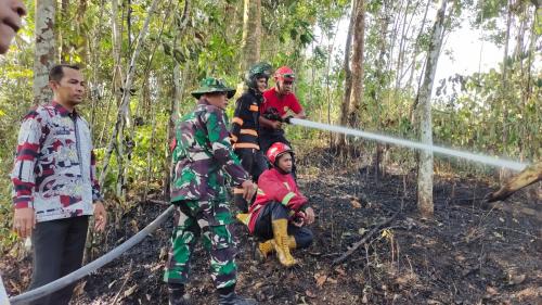 BABINSA KODIM 0901/SAMARINDA BERSAMA DAMKAR DAN BPBD PADAMKAN KEBAKARAN LAHAN DI RAPAK DALAM