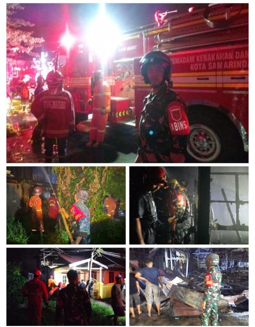 Aksi Sigap Babinsa Koramil 0901-03/Samarinda Seberang Bantu Kebakaran Rumah Warga